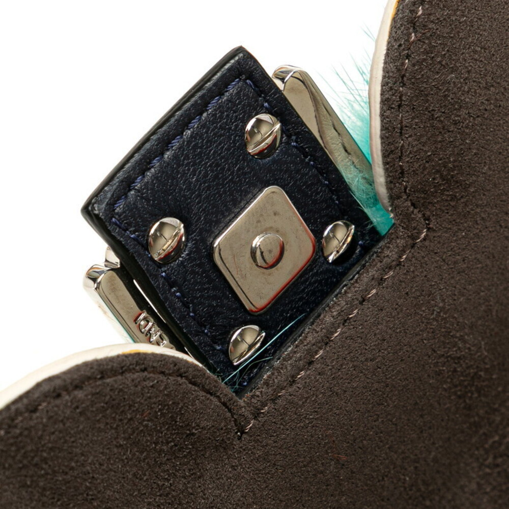 Fendi Bag Bugs Monster Bucket Handbag Shoulder Black Blue Leather Fur - Picture 6 of 9